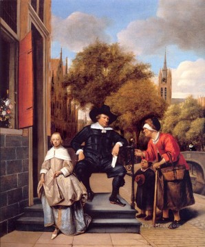 Jan Steen Painting - Un burgués de Delft y su hija, el pintor de género holandés Jan Steen